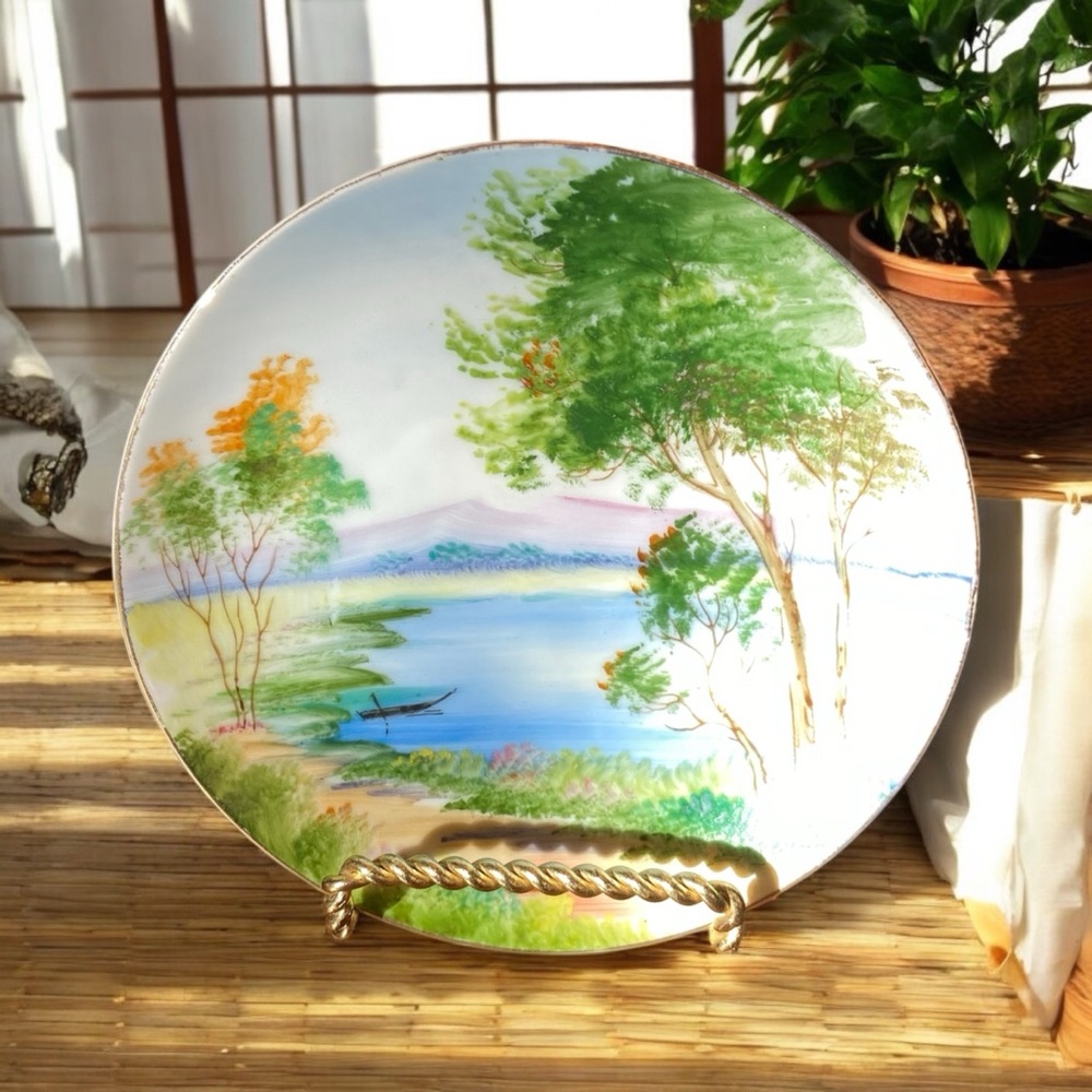 Vintage UCAGCO China Saucer - Hand-Painted Occupied Japan Landscape Plate